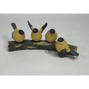 Tii Collections 4 Finch Birds On A Tree Branch Figurine Home Decor- Resin D2865
